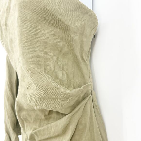 Zara Womens Beachy Blogger Favorite Linen Blend Asymmetric One Shoulder Dress M - Picture 3 of 9